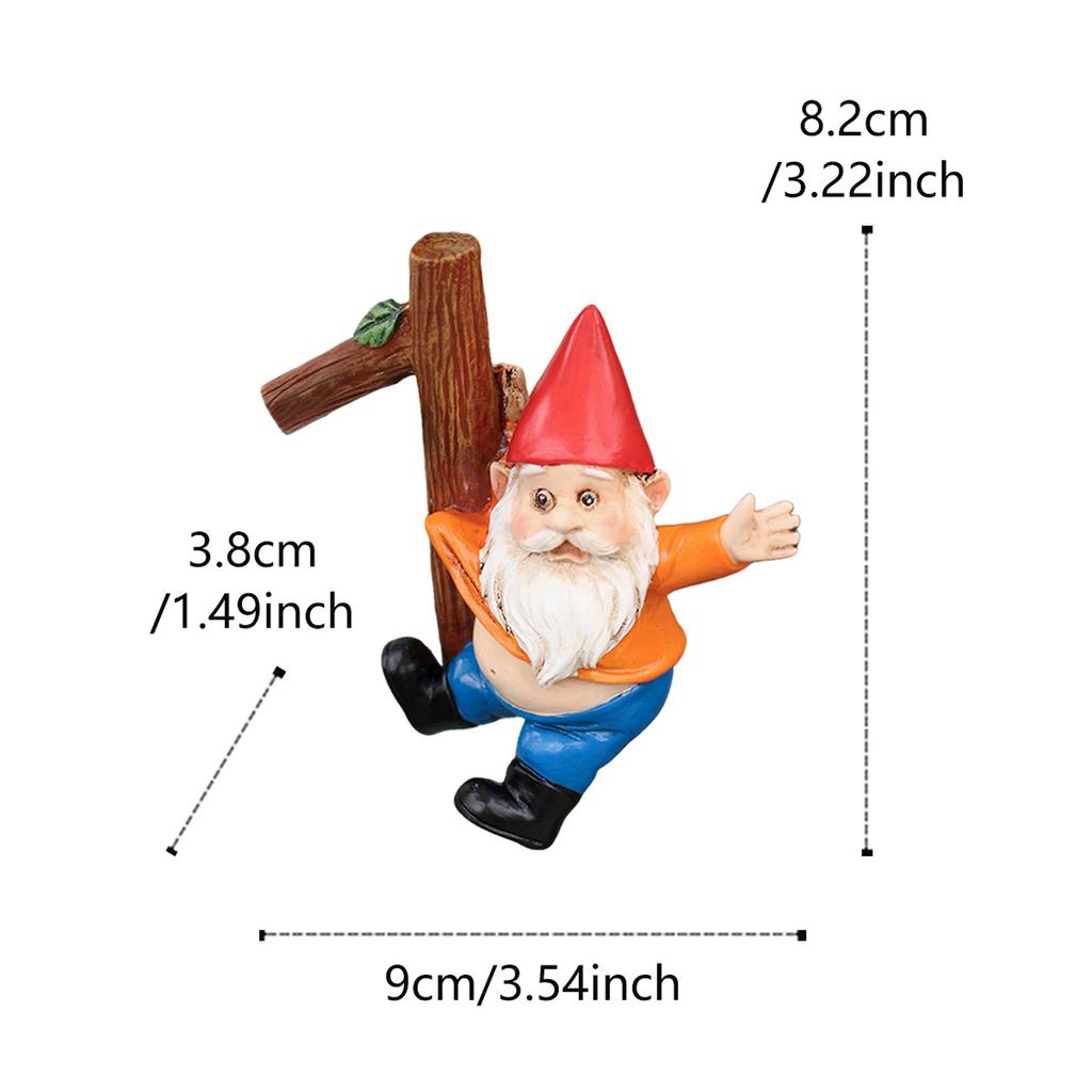 Funny Gnome Sculpture Multi Purpose Mini Dwarf Statue Non-Fading Pot Edge Hanging Decor for Garden Planter Edge& Balcony Railing