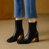 French Retro Square Head High-heeled Short Boots Women's Autumn New Rear Zipper Soft Leather Fashion Temperament Versatile Commuter Martin Boots