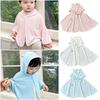 UPF50+ Kid Sun Protection Hooded Cloak Cartoon Animal Light Induced Color Change UV Protective Cloak 3D Ear Pink White Blue
