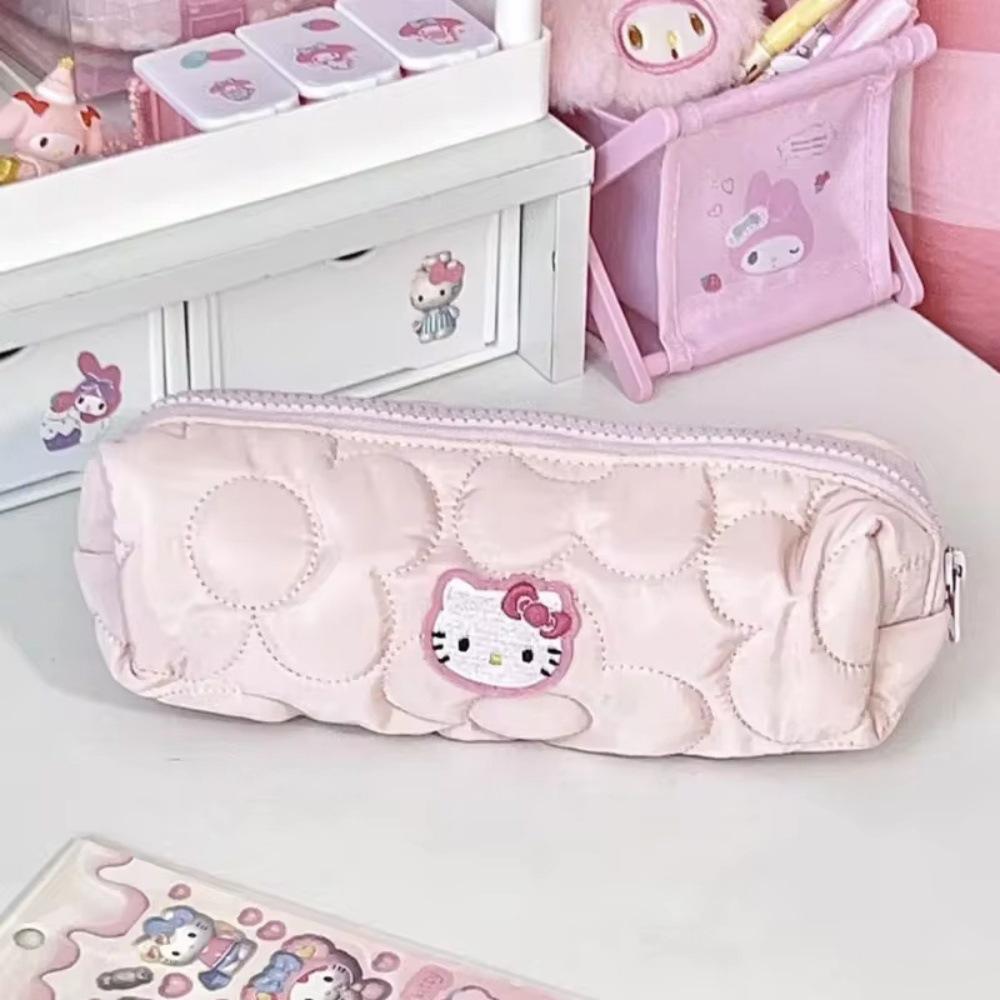 Pink Girly Heart Japanese Cat Zipper Pencil & Makeup Bag