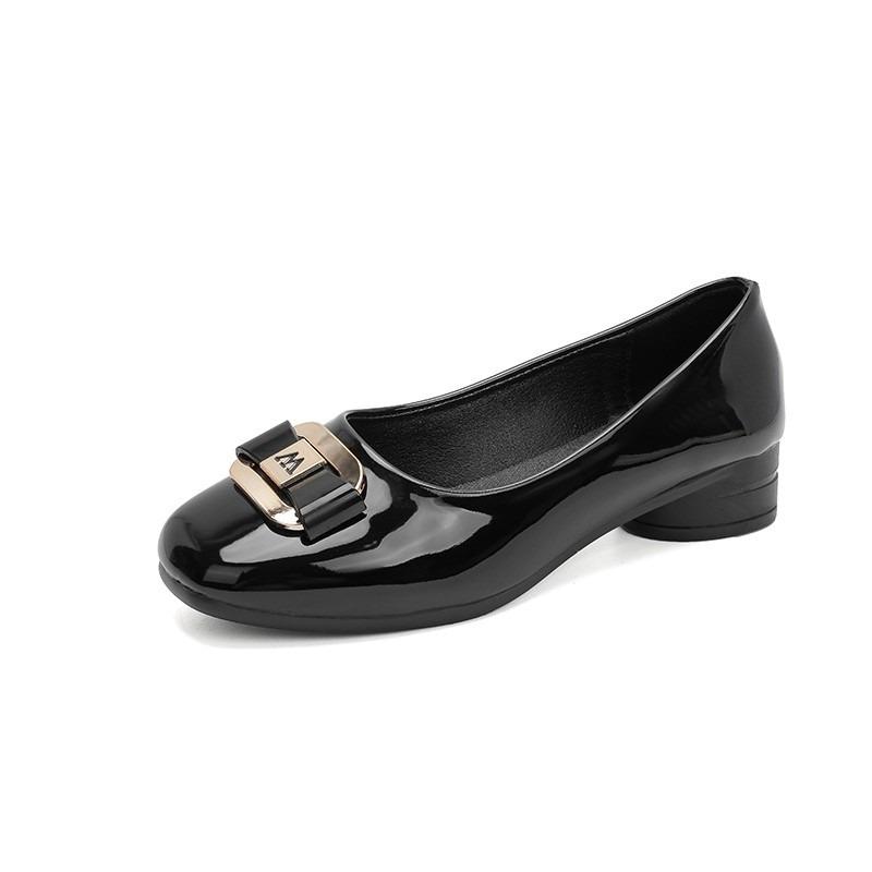 Spring and autumn new temperament thick heel square buckle single shoes women's fashion light mouth fashion versatile professional work shoes