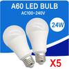 5Pack Super Bright 24W 2400lm LED Bulb Lamp Light  E27 AC 220V 110V Mini Lamp 3000K 4000K 6000K Cold Lighting for Foyer Derec