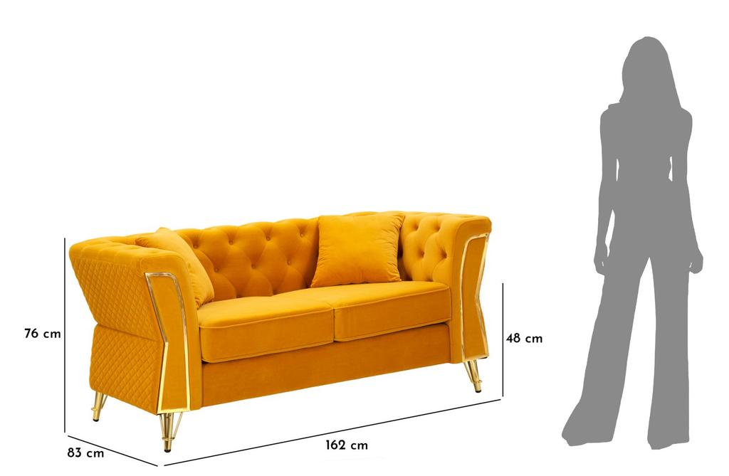 Sofa Emy Mustard With Cushions  Cm 162X83X76