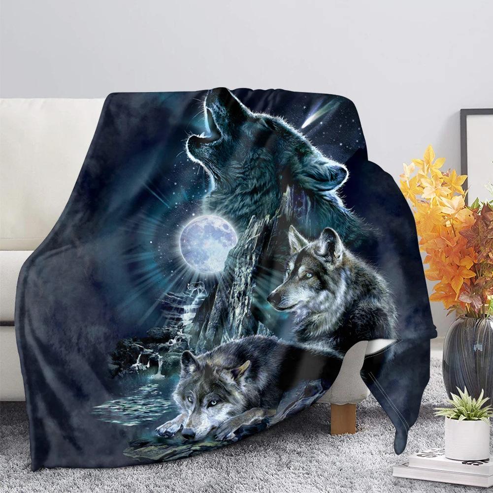 Wolf Digital Printed Blanket Sofa Blanket Bed Soft Thermal Blanket Flannel Blanket Birthday Gift Blanket