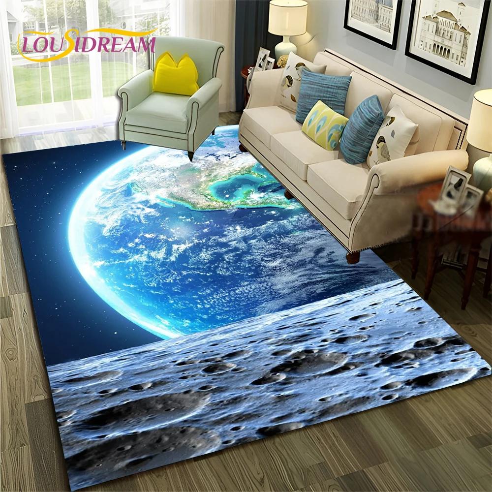 Galaxy Planet Star 3D Univers Weltraum Teppich Teppich für Zuhause Wohnzimmer Schlafzimmer Sofa Fußmatte Dekor,Kinderbereich Teppich Rutschfeste Bodenmatte