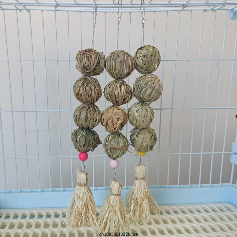 Bunny Chew Toy for Teeth Hay Grass Treat Bunny Chew Toys Small Pets Dental Care Handwoven Grass Balls Cage Toys Pet Products
