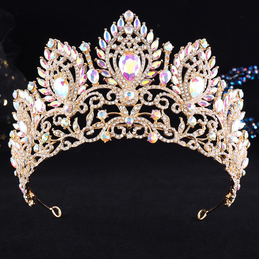 DIEZI Baroque Opal Crystal Flower Tiara For Women Girls Party Luxury Bridal Bride Rhinestone Crown Hair Accessories Jewelry