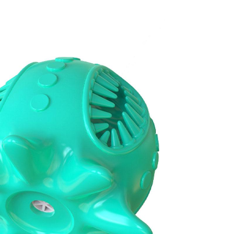 Octopus Shaped Squeaky Dog Chew Toy Bite Resistant Rubber Puppy Toy Teeth Cleaning Gum Care Interactive Pet Toy for