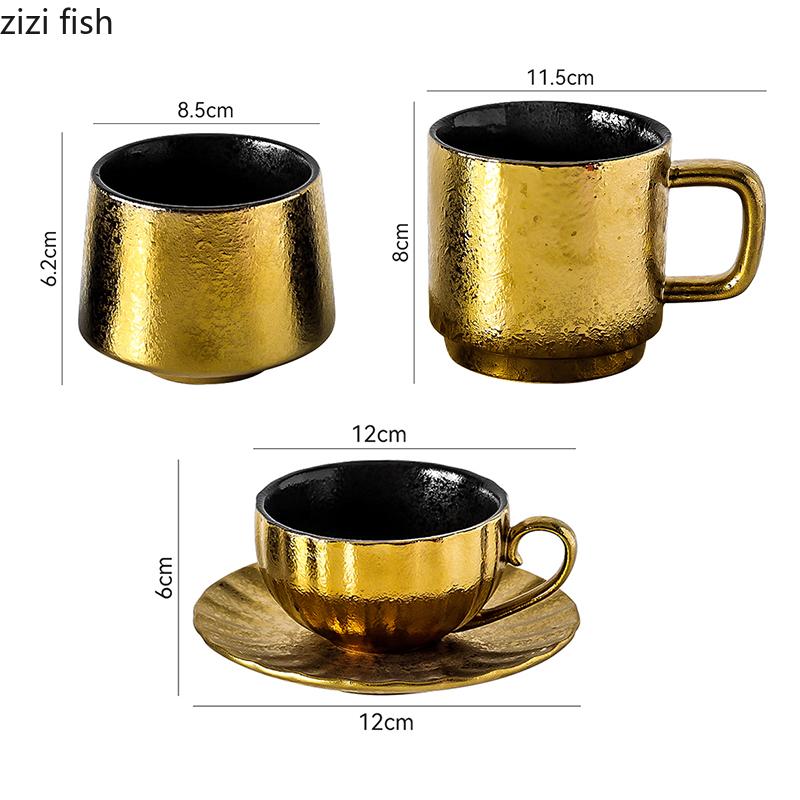 Kreativní zlatý stříbrný keramický hrnek Vintage šálek na kávu Sada nádobí Matcha šálek šálek mléka šálek na latte šálky pro domácnost šálky na vodu šálky na čaj