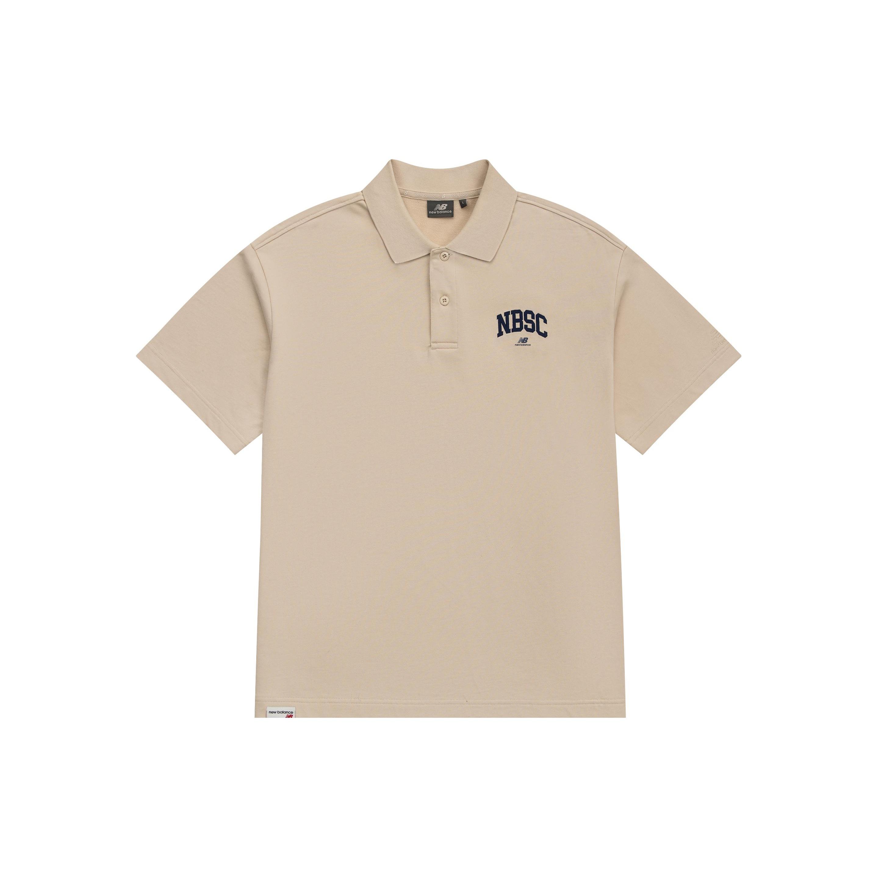 New Balance Logo Polo Tee Asia Sizing  Beige  Men s 5FD25363-CRE L
