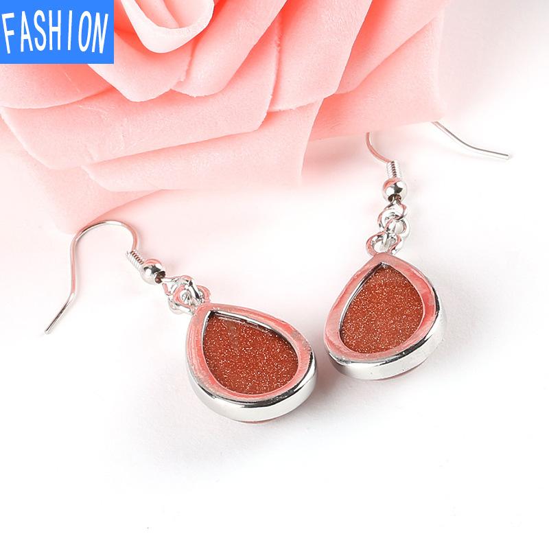 Boucles d'oreilles en forme de goutte d'eau pour femmes, européennes et américaines, crochet de poisson, cristaux semi-précieux naturels, boucles d'oreilles simples