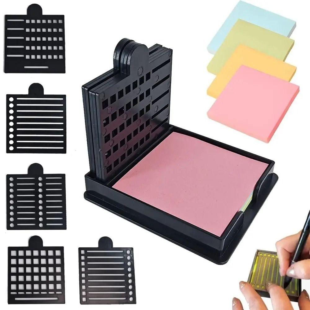 Multi Purpose Sticky Note Stencil with Template Notepad Dispenser Sticky Note Holder Set  Office