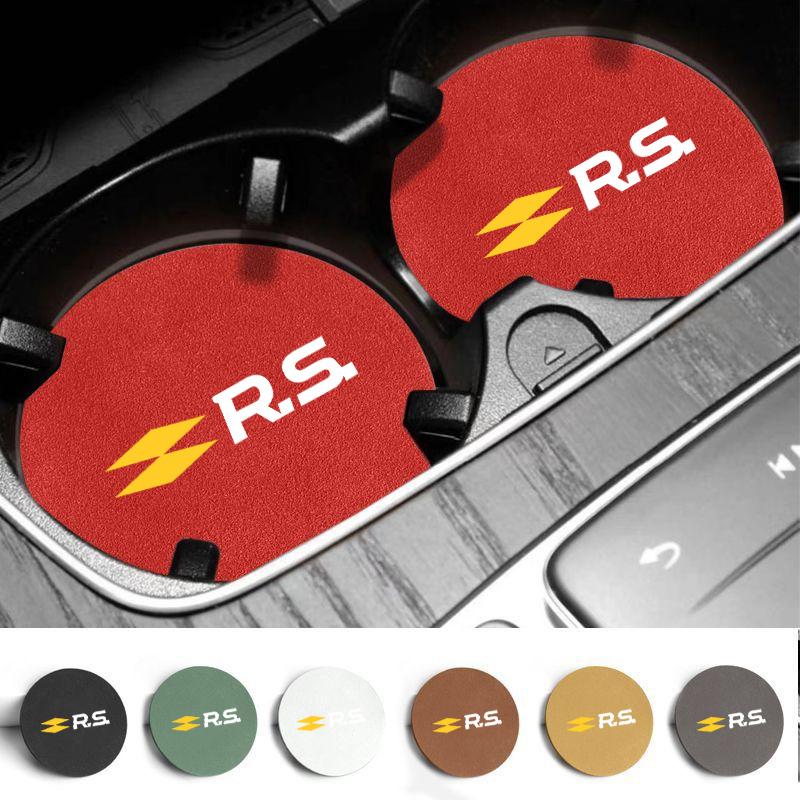 Car Anti-slip Water Cup Heat Insulation Mat Suede Decor Coaster For Renault RS Koleos Captur Twingo Kadjar Megane Clio Scenic S555