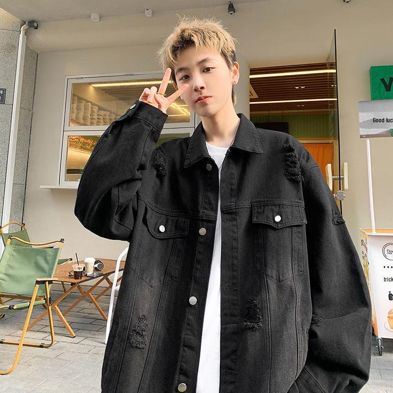 Men's Winter Lambswool Denim Jacket - Trendy American Style, Thickened with Velvet for Warmth, Hong Kong Inspired Fashion.