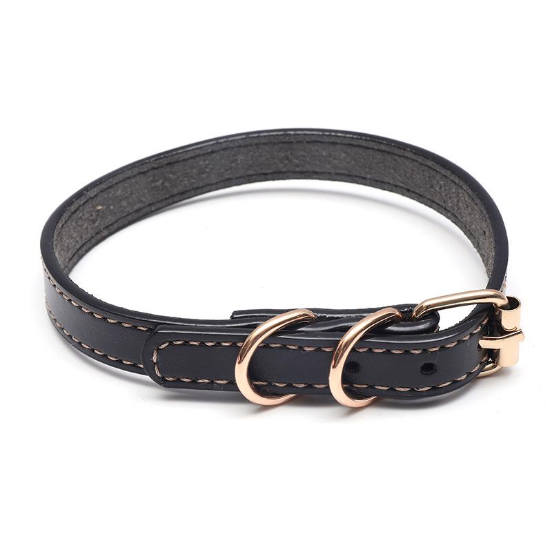 

Non-toxic PU Faux Leather Dog Collar with Metal Buckle - Thickened & Adjustable for Comfort Width 1.5cm (Fits 27-34cm neck)