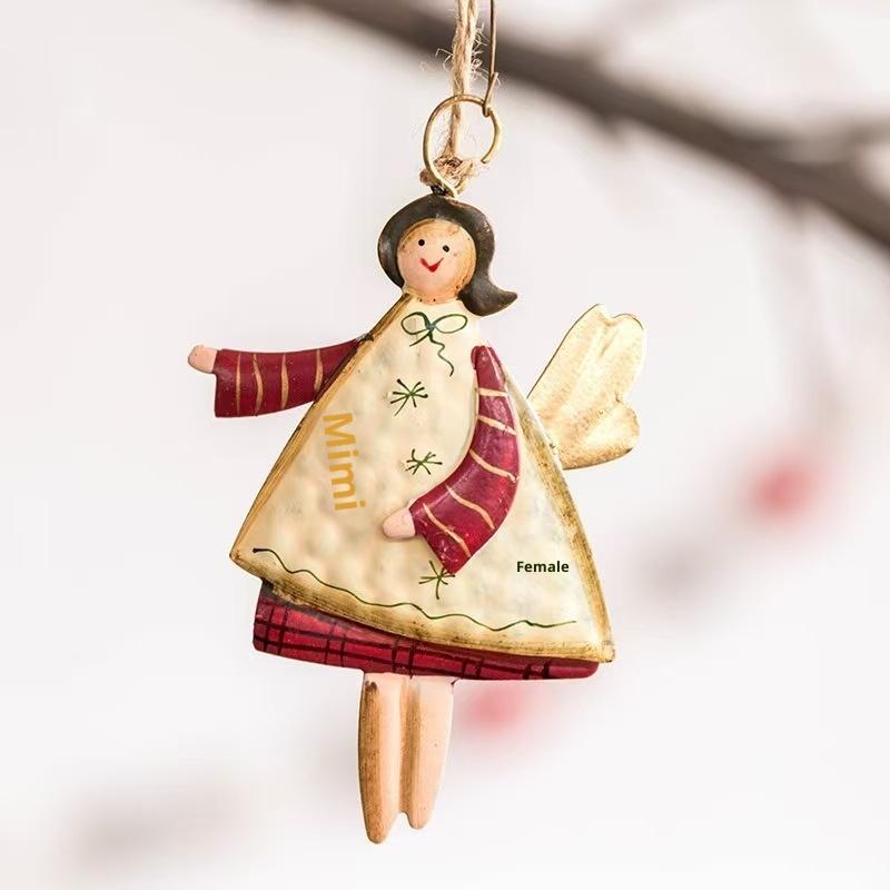 1PCS Acrylic Vintage Angel Hanging Decor Christmas Ornaments Santa Claus Xmas Tree Hanging Ornament 2026 Navidad Party Decor