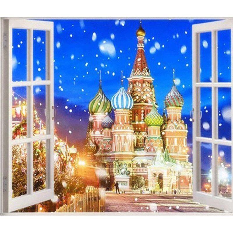5d Diamond Painting Full Drill Round Window Scenery Rhinestones Diamond Embroidery Sale Mosaic Home Decor