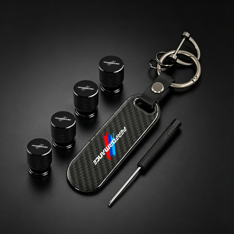 Car Valve Caps Wheel Tires Air Tyre Stem Protective Cover And Car Keychain For BMW M Performance Emblem E46 E36 E34 F10 E90 E60 GX6
