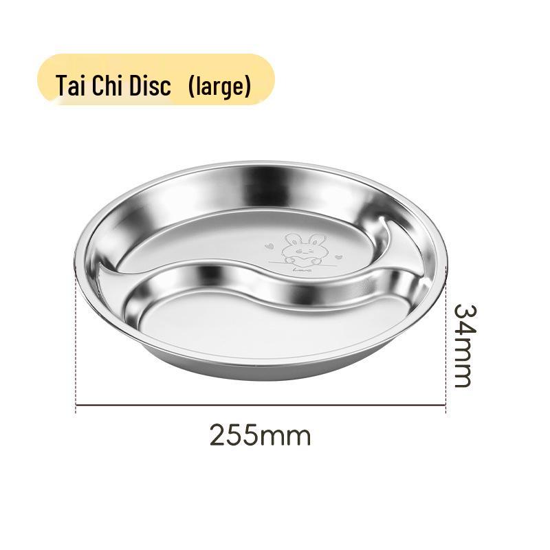 304 Stainless Steel Round Meal Tray for Kindergarten Students and Babies: Compartment Plate for Solid Foods and Dumplings