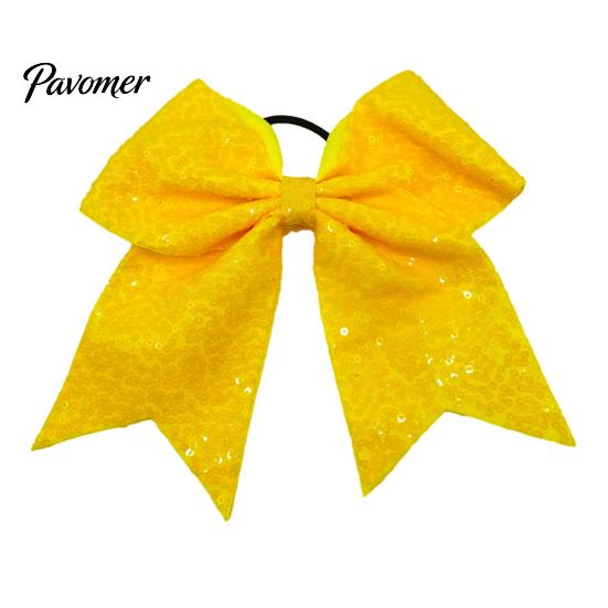 Shiny Hair Bows for Girls Sequins Bows, Elastic Tie, Large Cheerleading Stage Costume Accessories Band Ponytail Holder, Glitter Scrunchies Women Teens