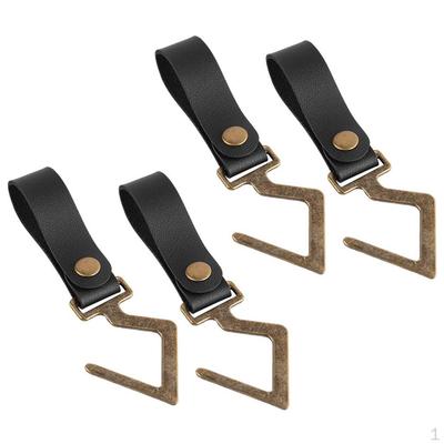 Lot de 4 Crochets Porte-ustensiles de Cuisine à Sangle en Cuir Outils de Camping Extérieur Crochets pour Serviettes Tasses Porte-manteau