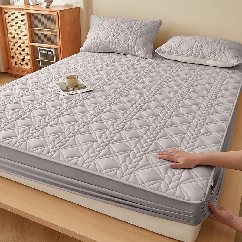 

Class A Mulberry Silk Protein Quilted Bed Sheet Single Piece Home Bedroom Non-slip Mattress Cover Mattress Protector 90 * 200Cm single bed hat