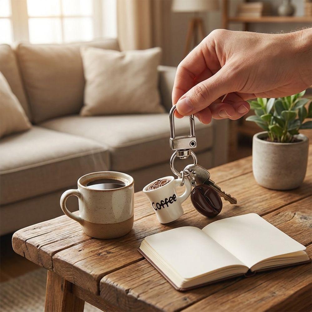 Simulation Coffee Cup Keychain Miniature Realistic Coffee Pendant  for Luggage Zippers