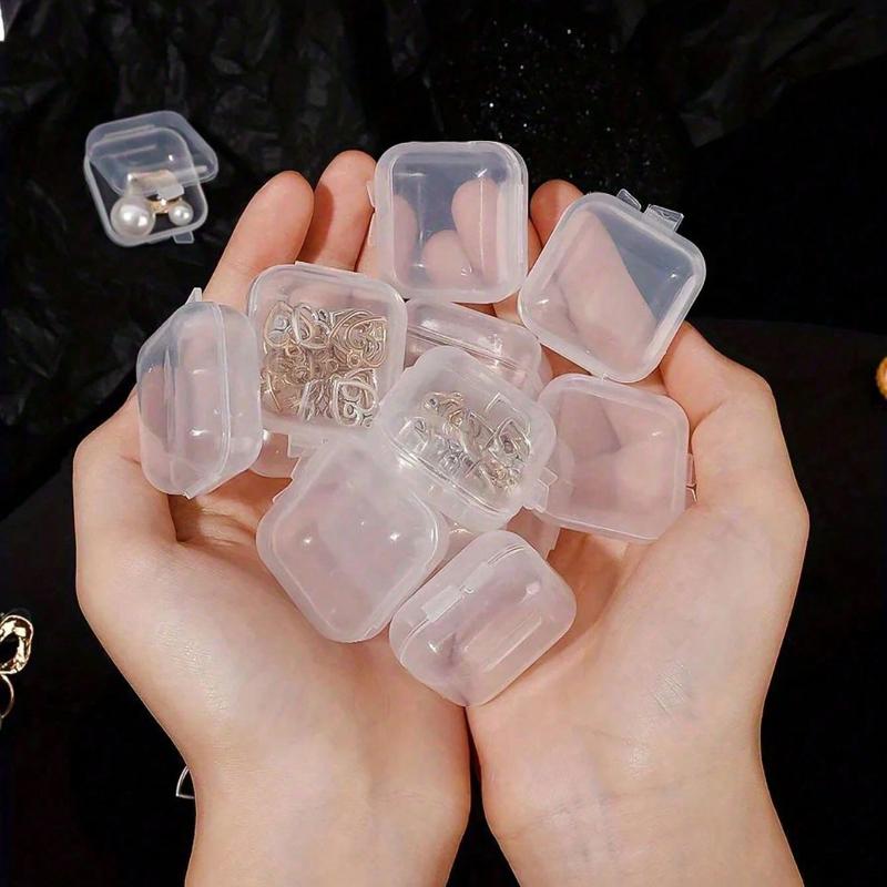 10PCSClear Jewelry Storage Box Portable Earplug Pill Storage Case Jewelry Beads Container Lid Multipurpose Organizer for Hardware Small Craft Gadgets