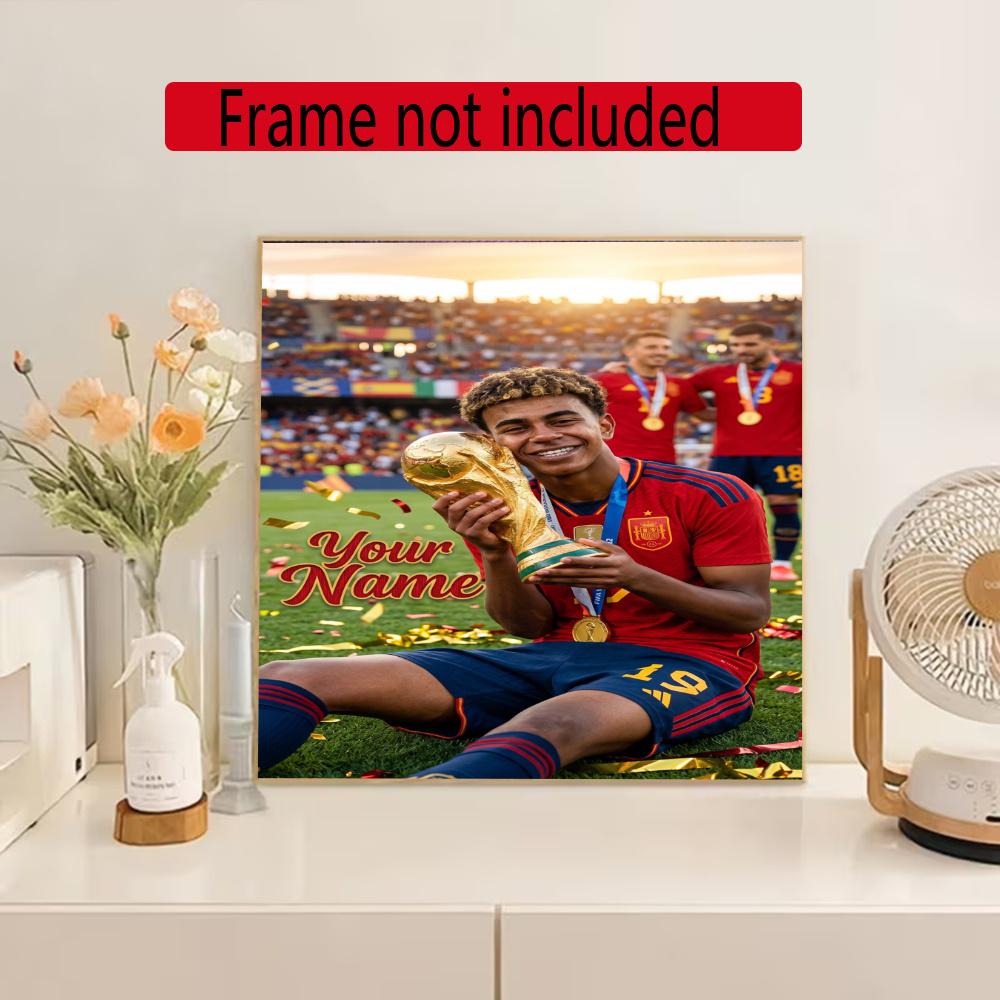 Lamin Yamal Customize Text Diamond Painting Round Diamond Mosaic Suitable For Beginners Diamond Painting Rhinestones Gift Frameless