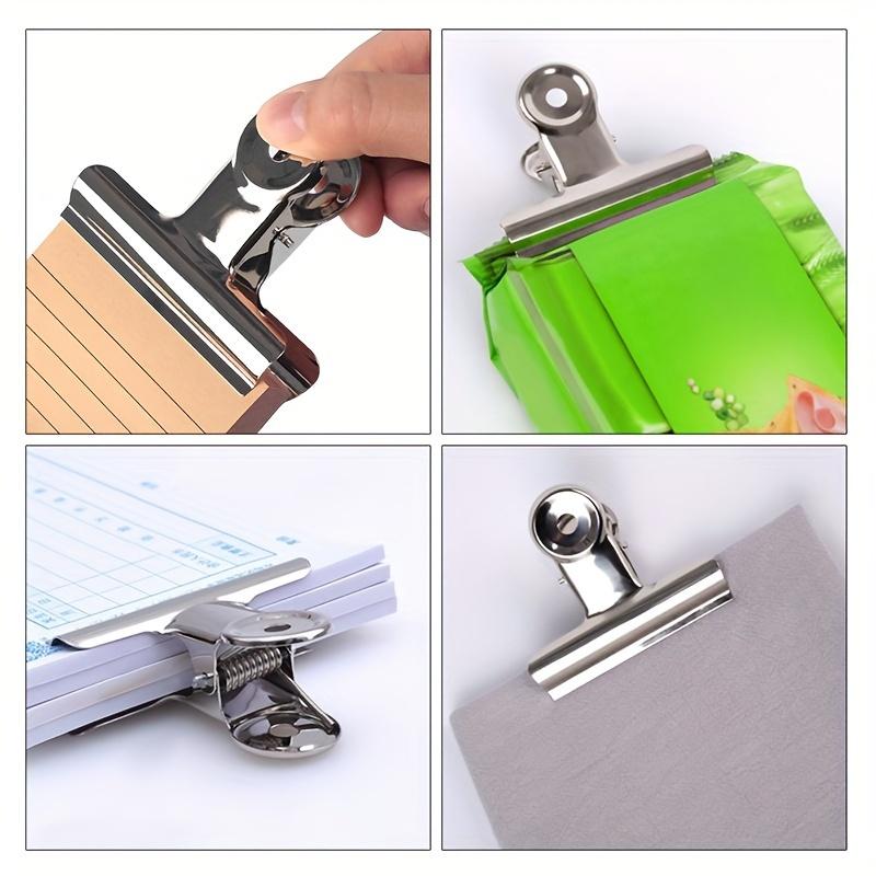 Stainless Steel Bulldog Clips, Heavy Duty Hinged Clips, Multi-Purpose Silvery Binder Photo, Home, Kitchen, Office, School Supplies