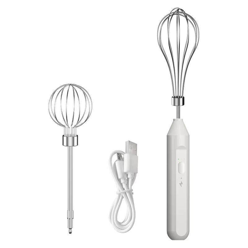 1PC Cordless Electric Egg Beater with Attachments - USB Rechargeable Lightweight Suitable for Home and Professional Baking Use
