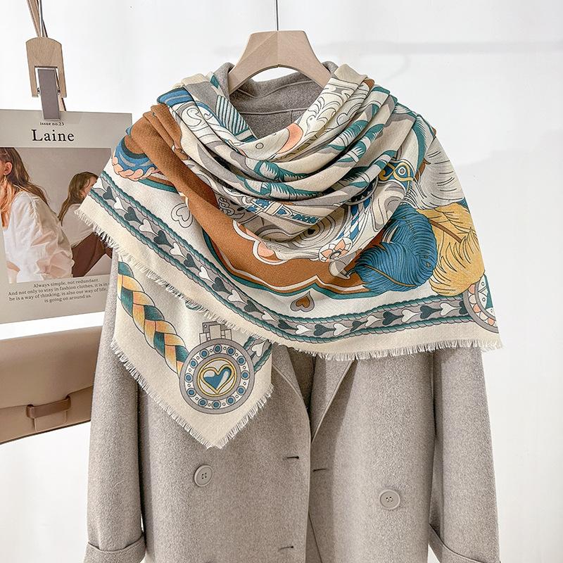 

Легкая роскошь, высокая ценность, литературный стиль, женская элегантность, темперамент 130 бородатый квадратный платок, модный дизайн, дорожный фото-шарф 130*130