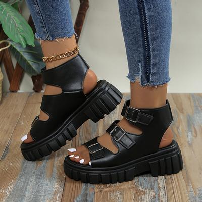 Damen Sandalen Hohe Qualität Neu Sommer Outdoor Sandalen Schnalle Einfarbig Rutschfeste Sandalen Lässige Bequeme Schuhe für Frau