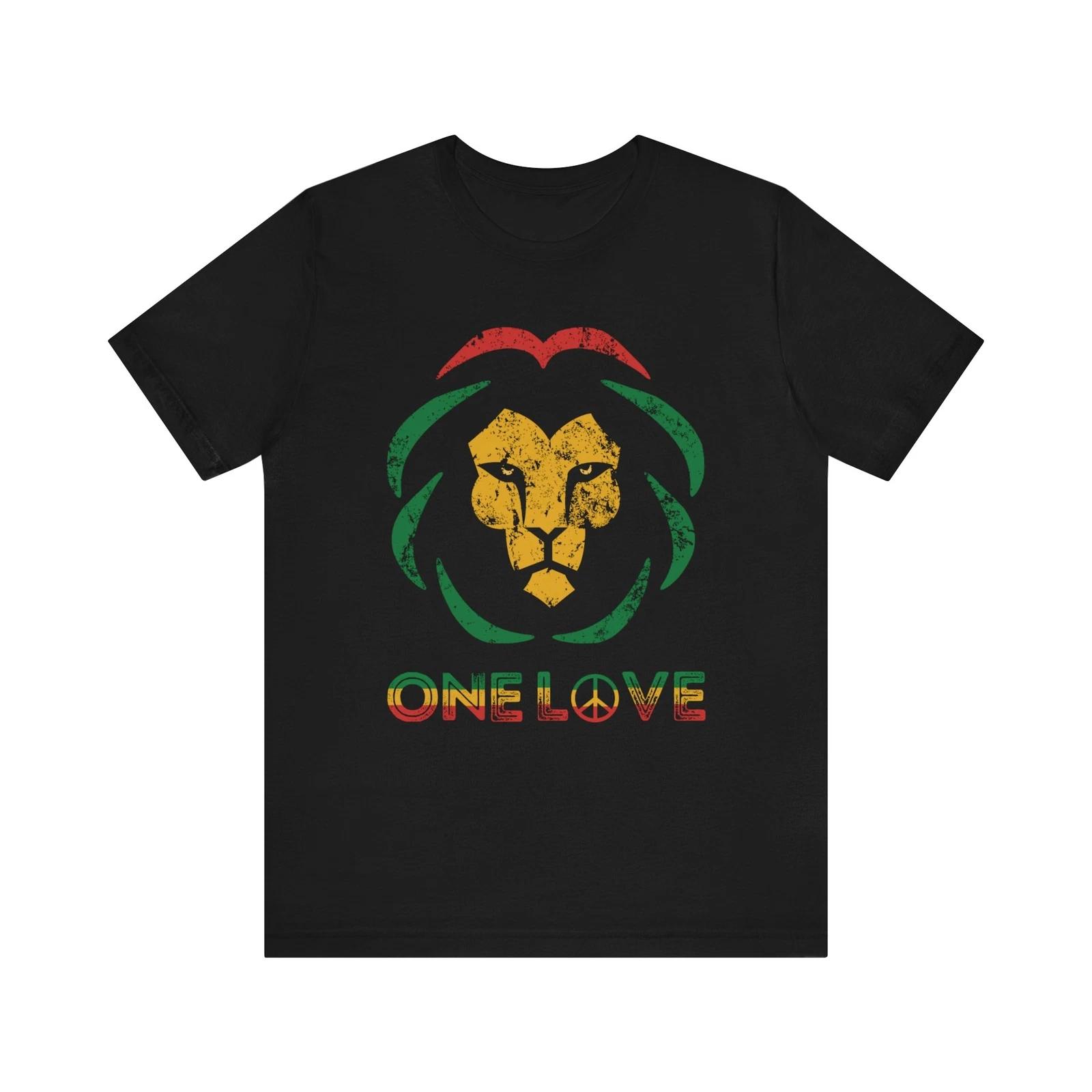 One Love Rasta Reggae Lion Of Judah Rastafari Roots Vintage T-Shirt 4XL