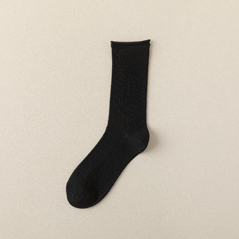 

Женские весенне-летние носки, ультратонкие полосатые бесшовные длинные носки с махрой, влагоотводящие и дышащие хлопковые носки 1 pair чёрный