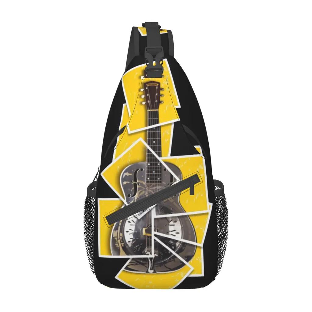 Creative Music Guitar Small Sling Bag for Men Women Outdoor Sports Chest Crossbody Backpack