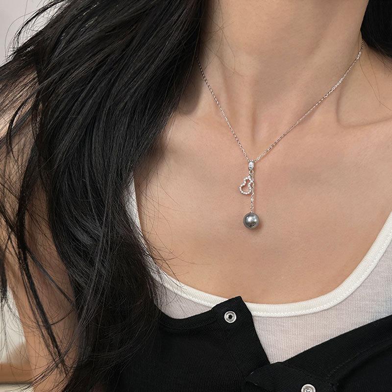 Light Luxury High-End Zircon Gourd Pearl Pendant Necklace Female Elegant Personality Fashion Versatile Neck Chain Sweater Chain