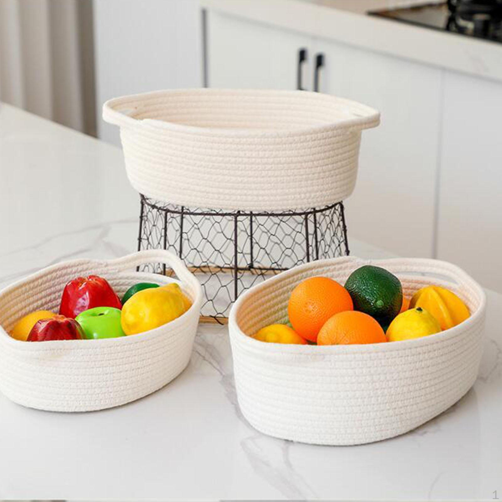 Корзина из хлопчатобумажной веревки для настольного хранения мелочей под полкой с ручками для полотенец