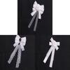 Elegant White Silk Bow Brooch For Women With Pearl Detailing For Formal Wear