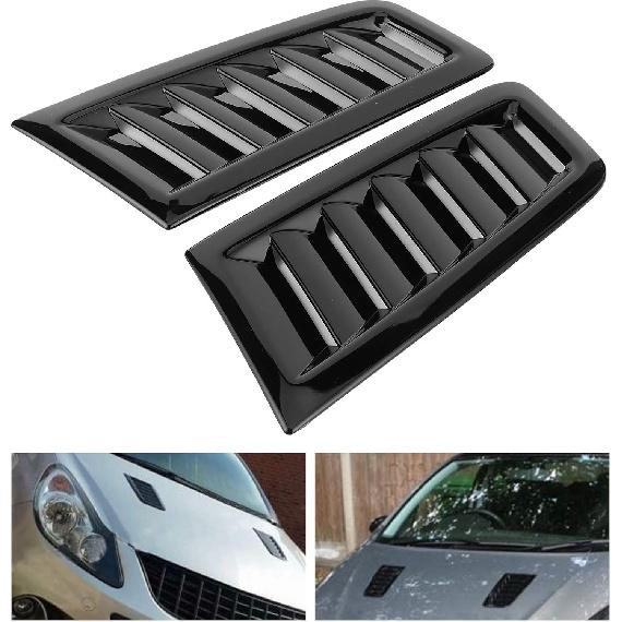 Hood Vents, 2Pcs Universal Car Hood Vent Wear Bonnet Vents Practical Engine Hood Vents for Focus RS MK2 (Glossy Black)