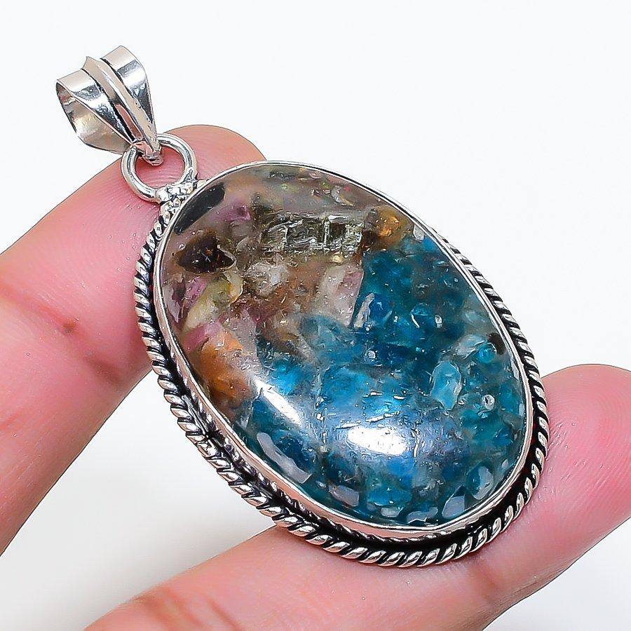 Natural Tourmaline Gemstone Handmade 925 Sterling Silver Pendant 2.05  AP-14863