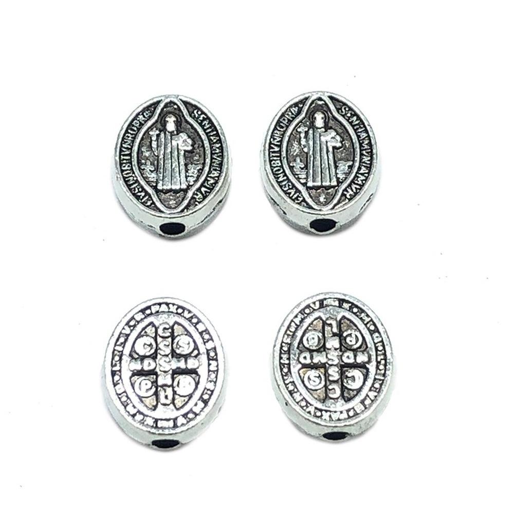 

50 шт. Овальный ст. Бусины с отверстием Медаль Святого Бенедикта Экзорцизм для изготовления ювелирных изделий DIY Браслет ручной работы Ожерелье Аксессуары