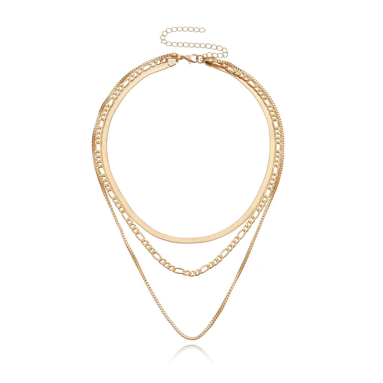 

Trend Hip-Hop Geometric Exaggerated Multi-Layer Necklace Female Fashion Simple Punk Popular Short Necklace Jewelry Accessories