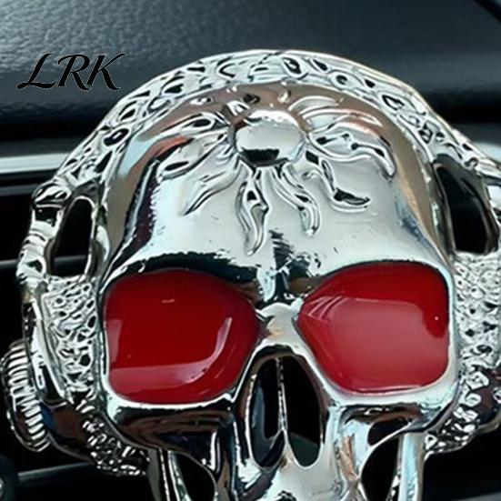 Gothic Auto Accessories Skull Car Vent Clips, Metal Head Air Essential Oil Diffuser for Freshener Charm, Halloween Interior Accessory Men Women Retro