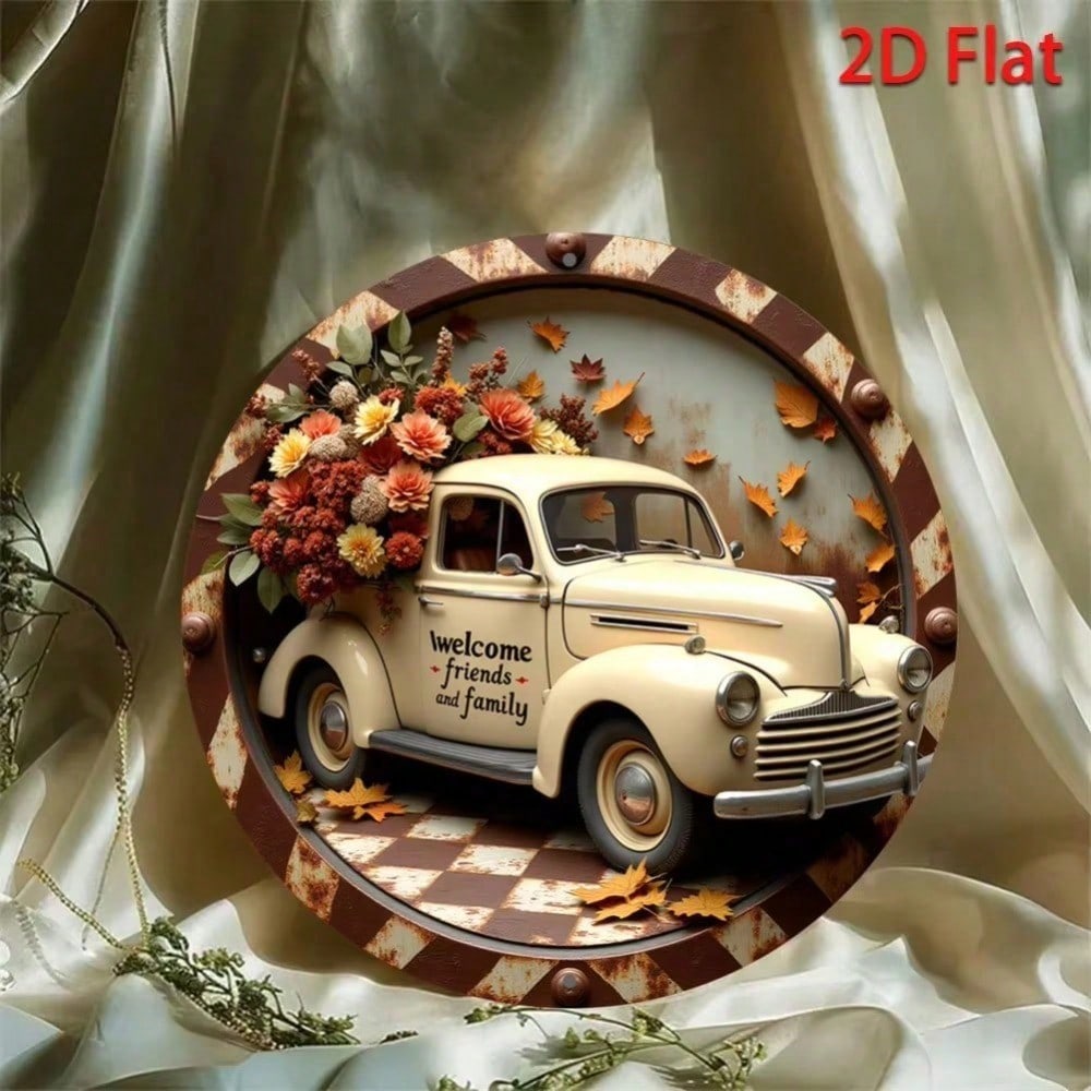 

Vintage Metal Tin Sign Floral Truck Wall Art Pub Garage Decor Home Bar Man Cave Plaque 20x20 різнокольоровий
