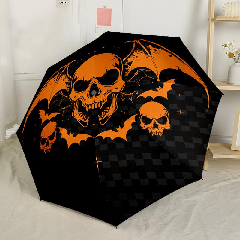Skeleton Bat Umbrella Compact Lightweight Retractable Cartoon Design For Outdoor Adventures Travel Gifts Y138