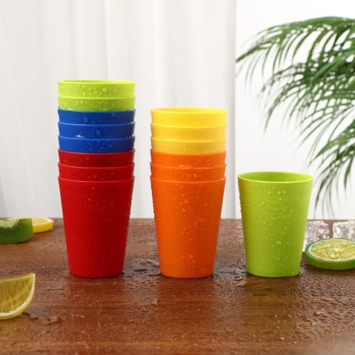 Frcolor Plastic Cups, Colored Cups, Pack of 15, Beverage Cups, Portable, Stylish, for Parties, Tasting, Mixed Colors (101-200ml)