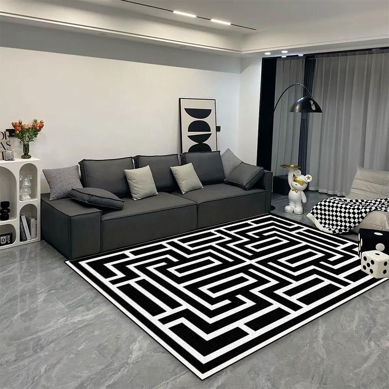 Luxury Classical Living Room Large Rug Simple Black White Bedroom Carpet Toilet Washroom Decoration Rugs Comfortable Floor Mats