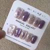 10 Pcs French Chic Handmade Press On Nails 3D Cat Eye Heart Bow Star Cute Detachable Fake Nails