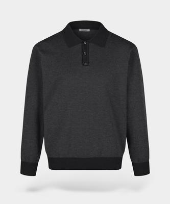 BIRBANTE Soft Washable Two-Tone Collared Knit - Black